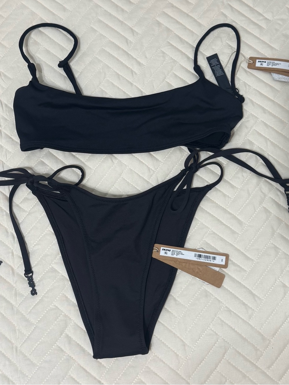 SKIMS Black Strappy Tie-Side Bikini Set